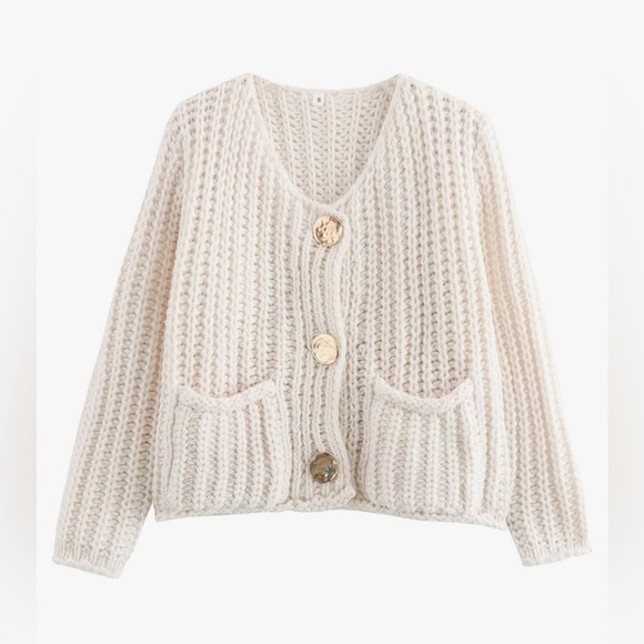 New Chunky Knit Cardigan Sweaters Long Sleeve Open Front Button Kitted Fall - Picture 10 of 16